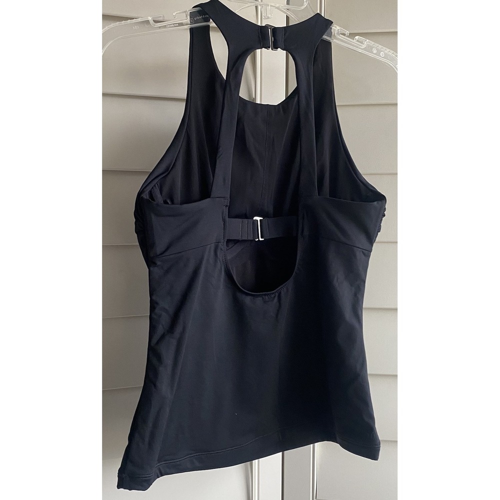 Athleta Maldives High Neck Tankini Top 34 BC Black Adjustable Swimsuit Underwire